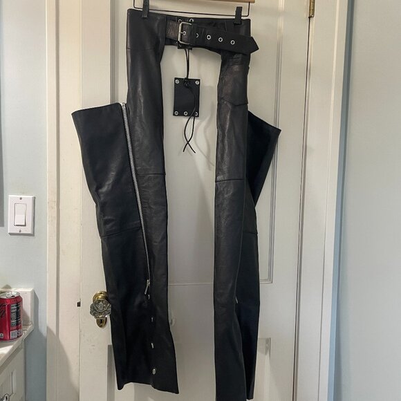 Milwaukee Motorcycle Clothing Co Chaps Leather Mens Black Size 32 EUC - Picture 4 of 8